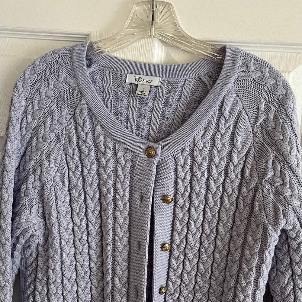 K Shop Women's Cable Knit Cardigan - Soft Gray